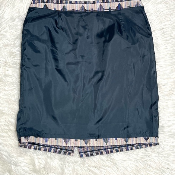 Ann Taylor Women's Pencil Skirt Blue Aztec Geometric Print Lined - Picture 5 of 12
